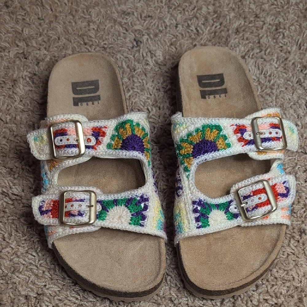 Dirty Laundry Sandals with Multicolor Embroidery